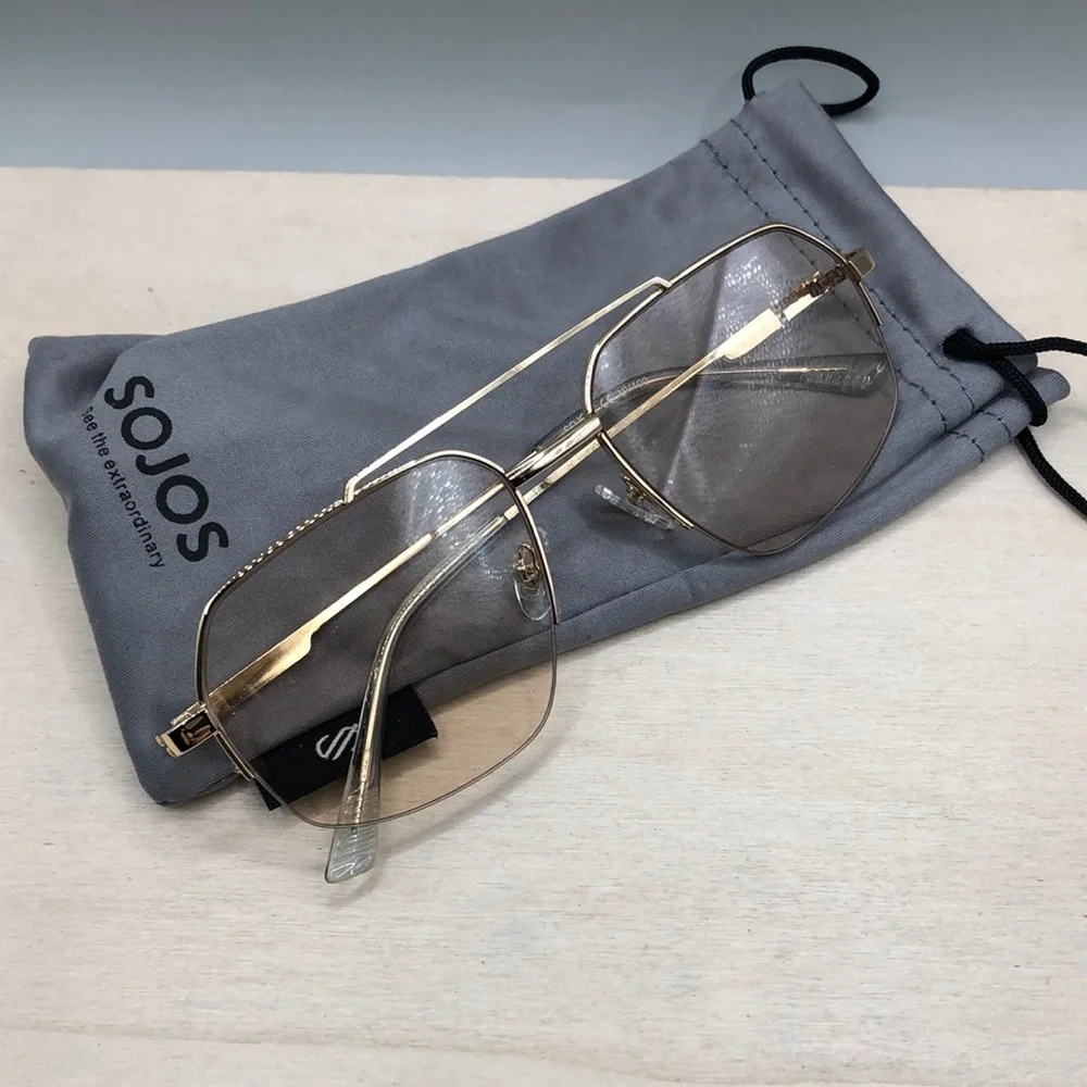 SOJOS Trendy Aviator Sunglasses UNISEX Retro Double Bridge Metal  1191 c2  NWOT